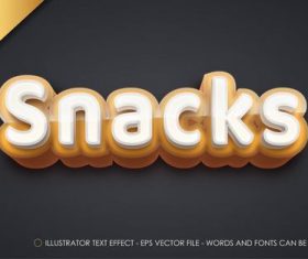Black background snacks editable font effect text vector