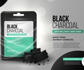 Black charcoal facial mask advertising vector