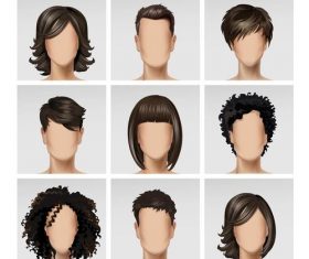 Black hair male and female face vector