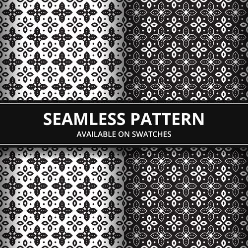 Black seamless batik pattern vector