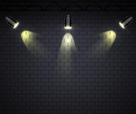 Black wall spotlight effect background vector