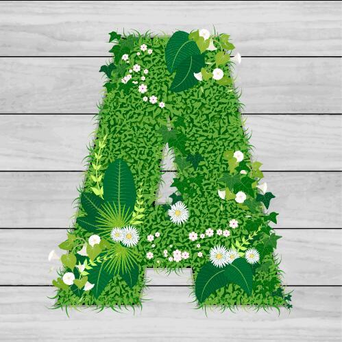 Blooming grass letter A shape vector