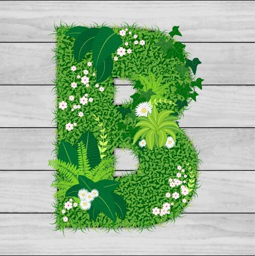 Blooming grass letter B shape vector