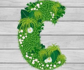 Blooming grass letter C shape vector