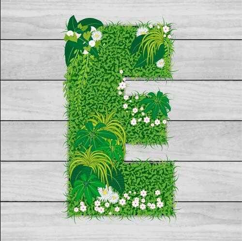 Blooming grass letter E shape vector