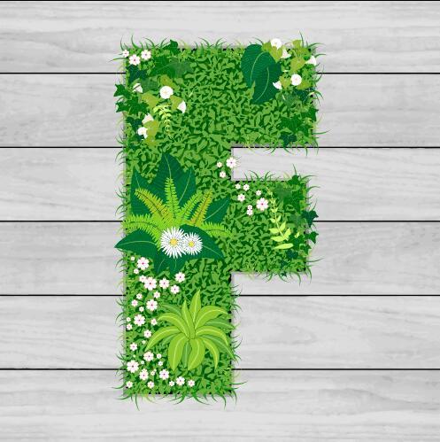 Blooming grass letter F shape vector