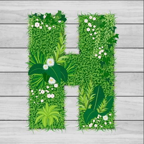 Blooming grass letter H shape vector