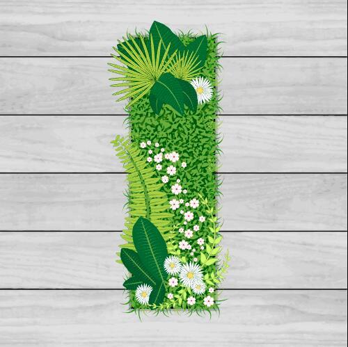 Blooming grass letter I shape vector