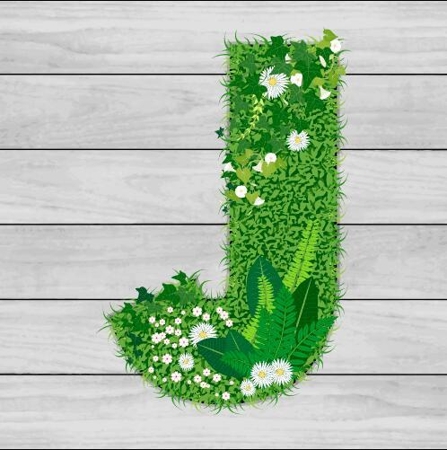 Blooming grass letter J shape vector