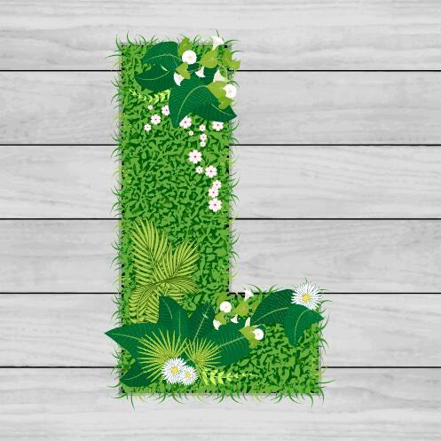 Blooming grass letter L shape vector
