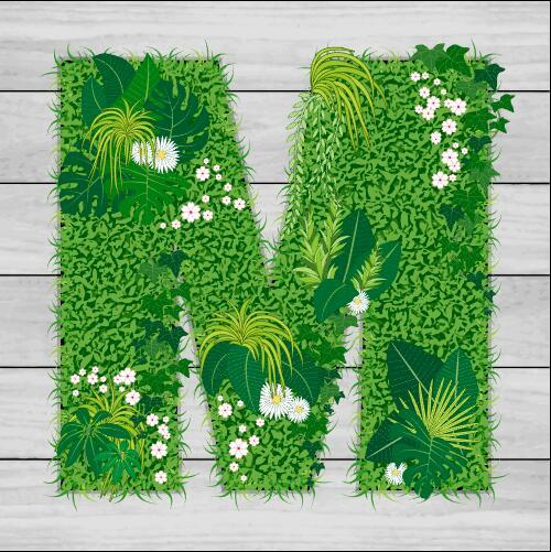 Blooming grass letter M shape vector