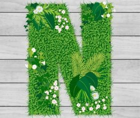 Blooming grass letter N shape vector