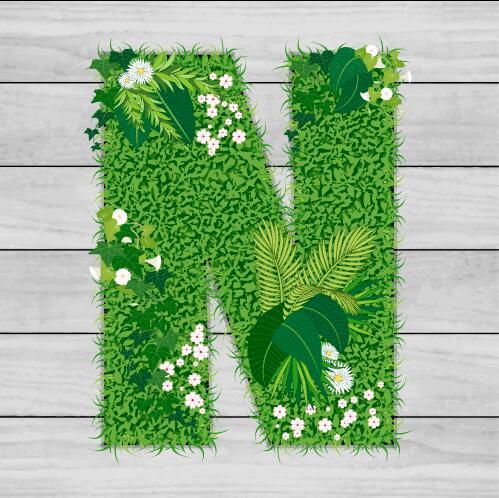 Blooming grass letter N shape vector