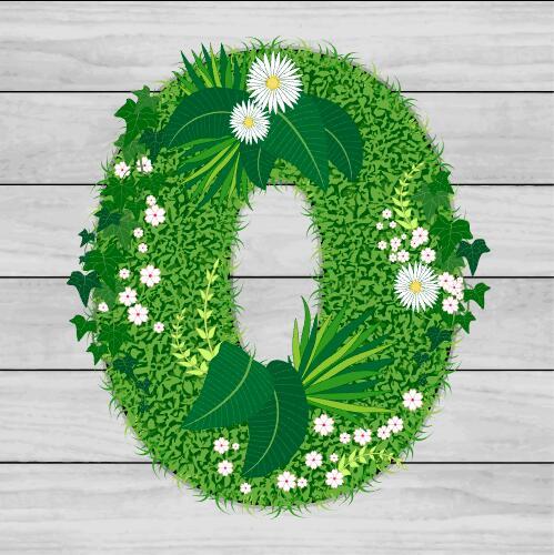 Blooming grass letter O shape vector