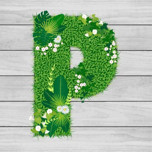 Blooming grass letter P shape vector