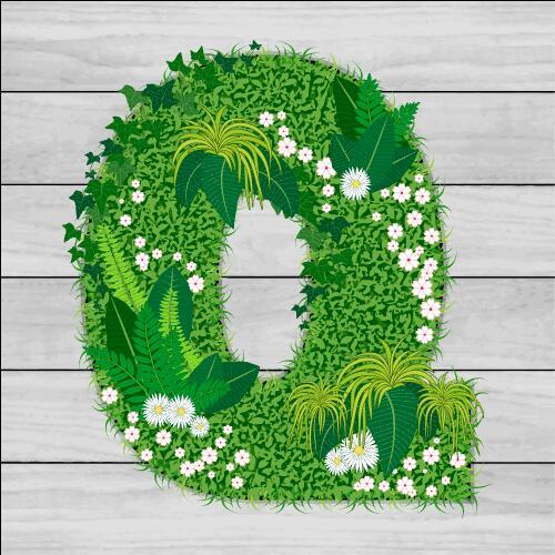 Blooming grass letter Q shape vector