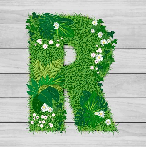 Blooming grass letter R shape vector