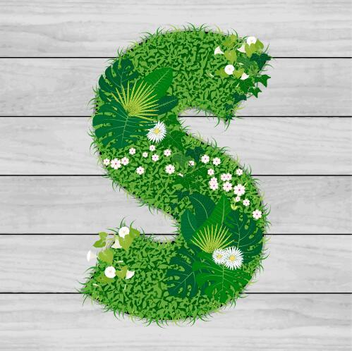 Blooming grass letter S shape vector