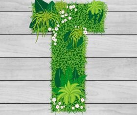 Blooming grass letter T shape vector