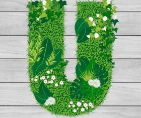 Blooming grass letter U shape vector
