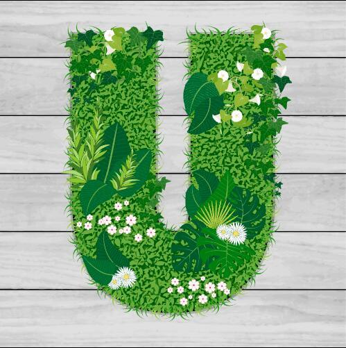 Blooming grass letter U shape vector