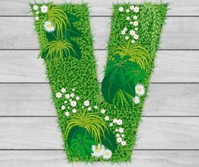 Blooming grass letter V shape vector