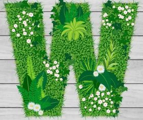 Blooming grass letter W shape vector