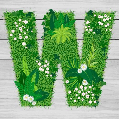 Blooming grass letter W shape vector