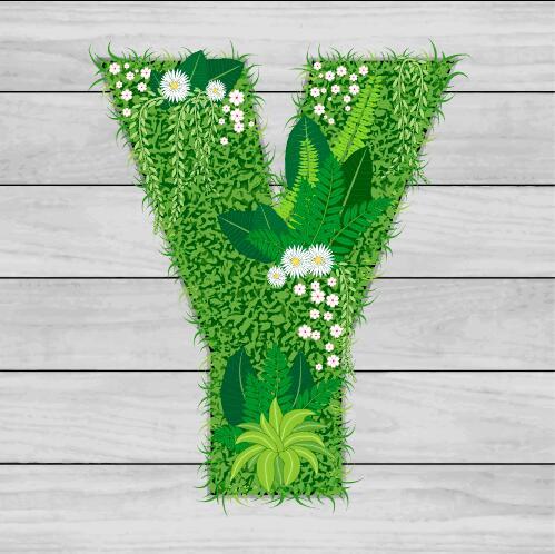 Blooming grass letter Y shape vector
