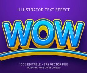 Blue WOW editable font effect text vector
