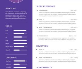 Blue background resume template vector