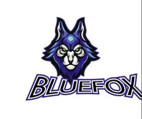 Blue fox head esport logo vector