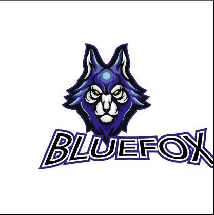 Blue fox head esport logo vector