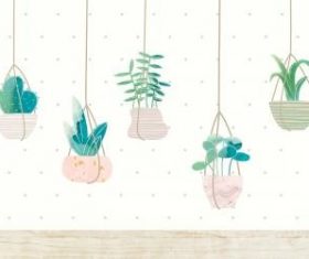 Botany hanging cactus collection vector