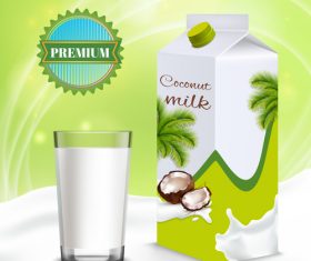 Box packaging coconut milk poster vector