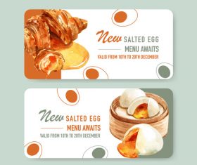 Breakfast watercolor vector illustration poster