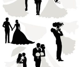 Bride and groom silhouette vector