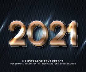 Brown 2021 editable font effect text vector