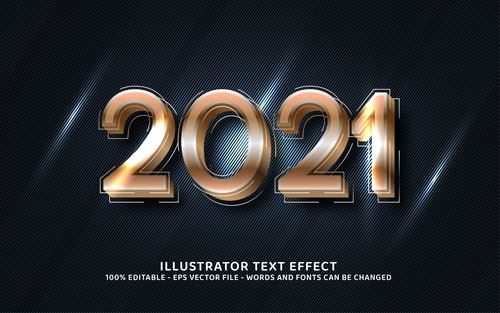 Brown 2021 editable font effect text vector