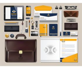 Brown business suit stationery vector