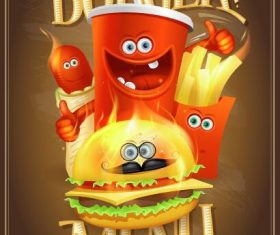 Burger menu cartoon vector