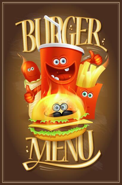 Burger menu cartoon vector