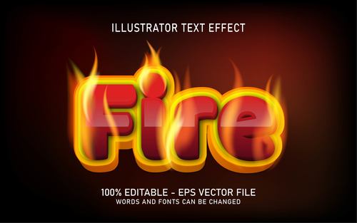 Burning fire editable font effect text vector