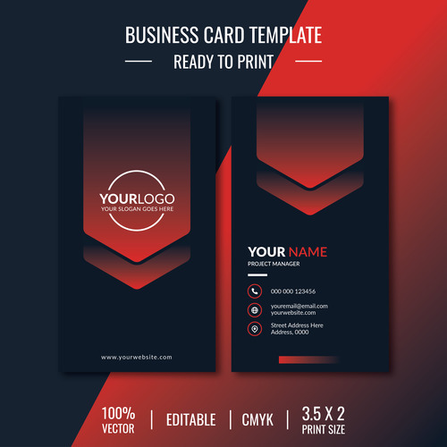 Business card template design on dark background vector