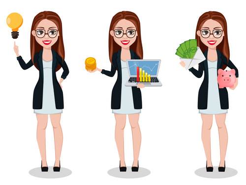 Business woman cartoon character vector free download