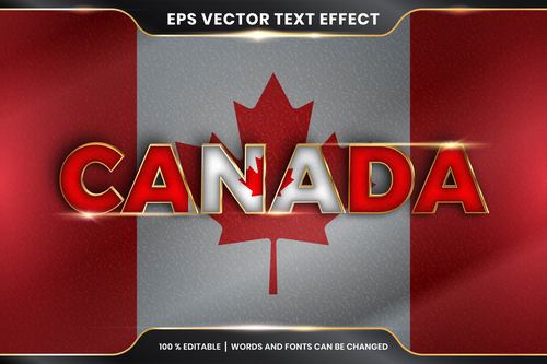 CANADA country name editable font effect text vector