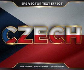 CZECH country name editable font effect text vector