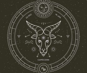 Capricorn symbol and emblem illustration vector