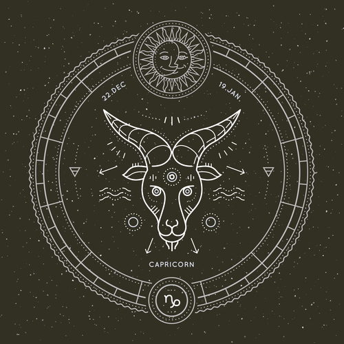 Capricorn symbol and emblem illustration vector