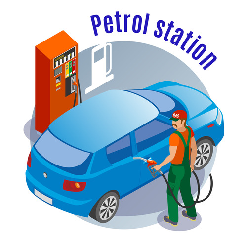 Cartoon Petrol station vector free download